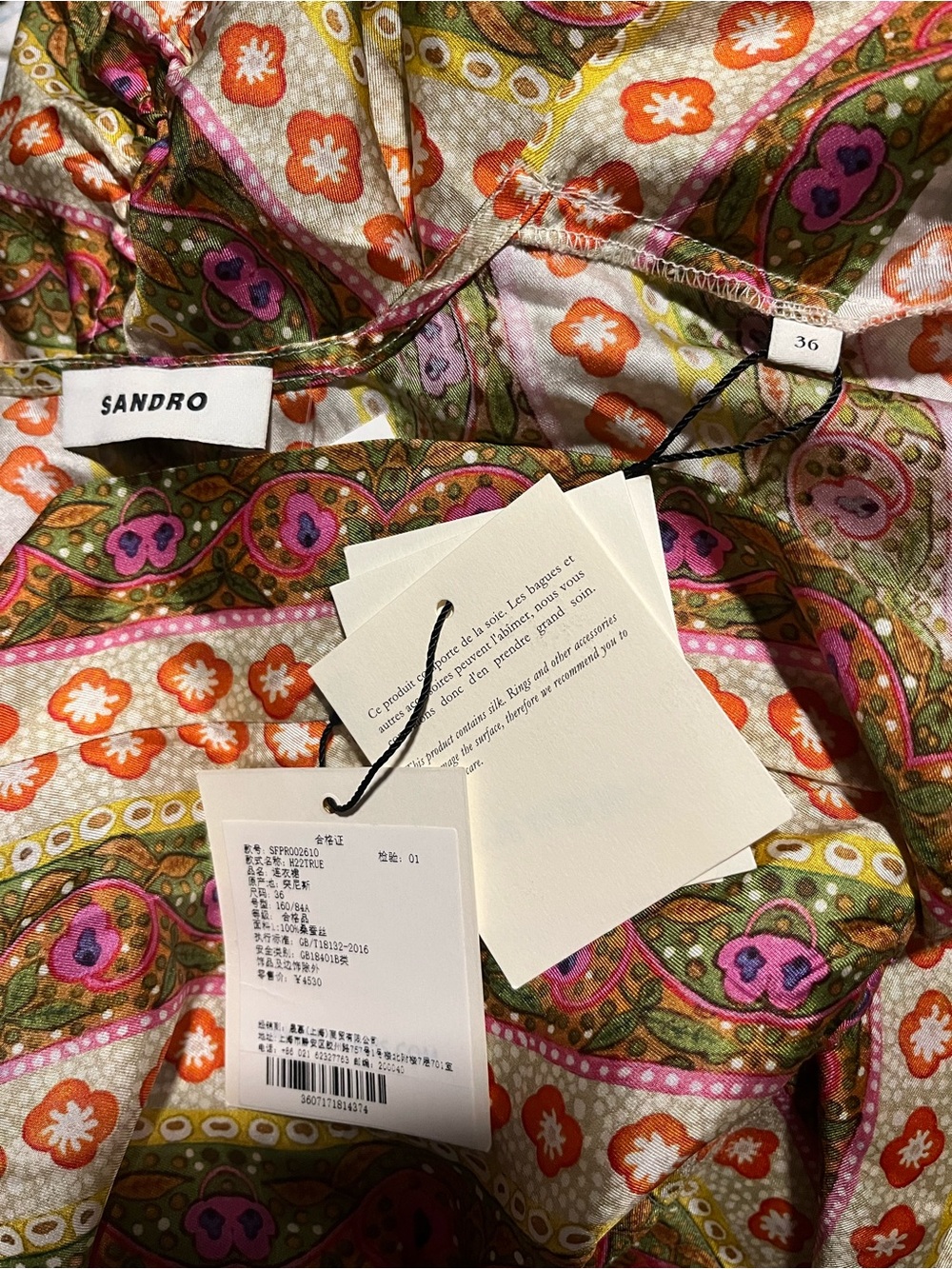 NWT Sandro Retro Floral Silk Tunic Dress - Picture 14 of 14